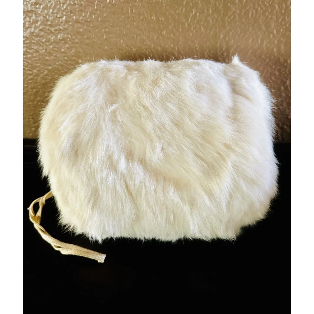 Vintage 1950s Japan Child's Rabbit Fur Hand Muff & Hat Set Winter Girls